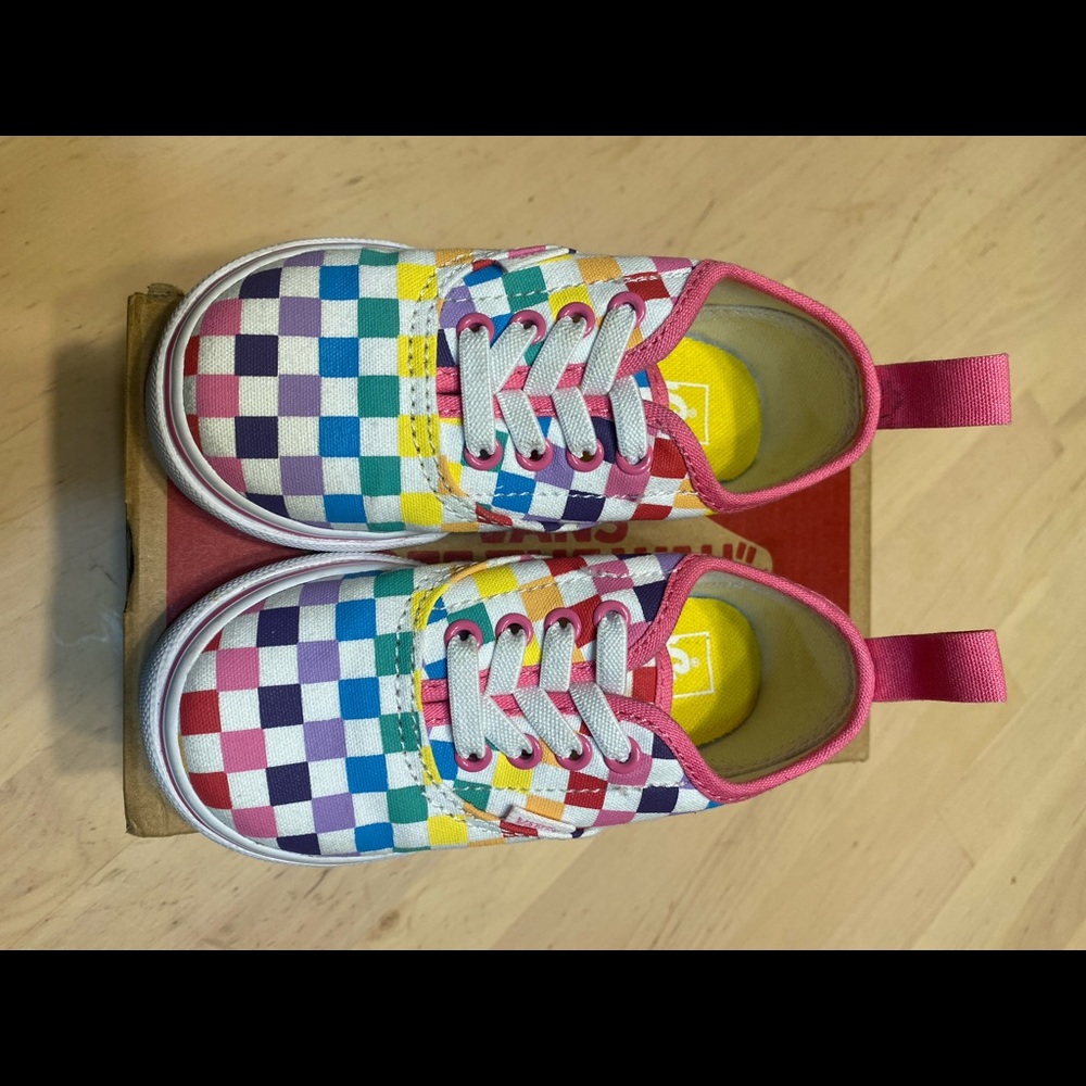 Vans Checkerboard Authentic Elastic Lace Rainbow/True White